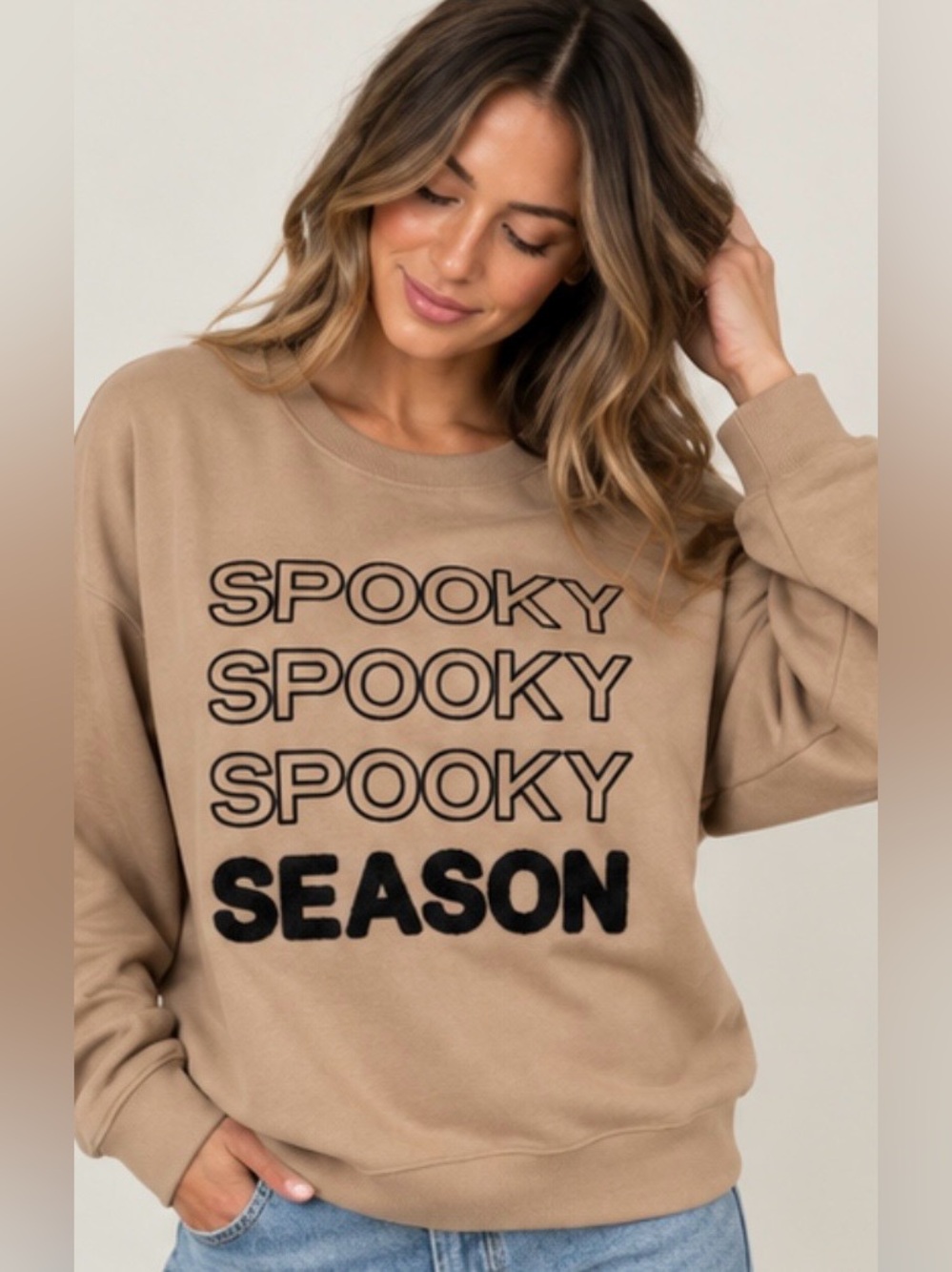 Beach Riot Spooky Season Oversized Sweatshirt Small Tan Halloween NWOT